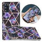 For Samsung Galaxy Note20 Flat Plating Splicing Gilding Protective Case(Black Background Flower Matching Color) - 1