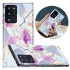 For Samsung Galaxy Note20 Ultra Flat Plating Splicing Gilding Protective Case(Purple White Marble Color Matching) - 1