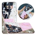 For Samsung Galaxy S8 Flat Plating Splicing Gilding Protective Case(Grey Pink White Marble Color Matching) - 1