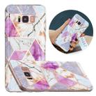For Samsung Galaxy S8+ Flat Plating Splicing Gilding Protective Case(Purple White Marble Color Matching) - 1