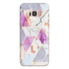 For Samsung Galaxy S8+ Flat Plating Splicing Gilding Protective Case(Purple White Marble Color Matching) - 2