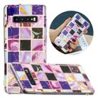 For Samsung Galaxy S10 Flat Plating Splicing Gilding Protective Case(Square Color Matching) - 1
