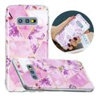 For Samsung Galaxy S10e Flat Plating Splicing Gilding Protective Case(Purple Flowers Color Matching) - 1
