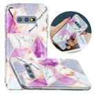 For Samsung Galaxy S10e Flat Plating Splicing Gilding Protective Case(Purple White Marble Color Matching) - 1