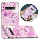 For Samsung Galaxy S10+ Flat Plating Splicing Gilding Protective Case(Purple Flowers Color Matching) - 1