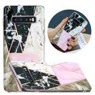 For Samsung Galaxy S10+ Flat Plating Splicing Gilding Protective Case(Grey Pink White Marble Color Matching) - 1