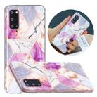 For Samsung Galaxy S20 Flat Plating Splicing Gilding Protective Case(Purple White Marble Color Matching) - 1