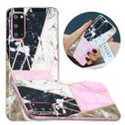 For Samsung Galaxy S20 Flat Plating Splicing Gilding Protective Case(Grey Pink White Marble Color Matching) - 1