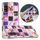 For Samsung Galaxy S20 Flat Plating Splicing Gilding Protective Case(Square Color Matching) - 1