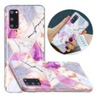 For Samsung Galaxy S20+ Flat Plating Splicing Gilding Protective Case(Purple White Marble Color Matching) - 1