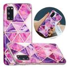 For Samsung Galaxy S20+ Flat Plating Splicing Gilding Protective Case(Rose Red Purple Color Matching) - 1