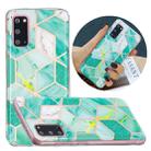 For Samsung Galaxy S20+ Flat Plating Splicing Gilding Protective Case(Green Glitter Color Matching) - 1