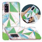 For Samsung Galaxy S20+ Flat Plating Splicing Gilding Protective Case(Green Triangle Body Color Matching) - 1