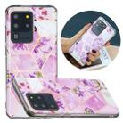 For Samsung Galaxy S20 Ultra Flat Plating Splicing Gilding Protective Case(Purple Flowers Color Matching) - 1