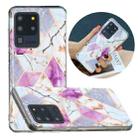 For Samsung Galaxy S20 Ultra Flat Plating Splicing Gilding Protective Case(Purple White Marble Color Matching) - 1