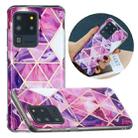 For Samsung Galaxy S20 Ultra Flat Plating Splicing Gilding Protective Case(Rose Red Purple Color Matching) - 1