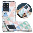 For Samsung Galaxy S20 Ultra Flat Plating Splicing Gilding Protective Case(Blue White Green Pink Color Matching) - 1