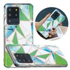 For Samsung Galaxy S20 Ultra Flat Plating Splicing Gilding Protective Case(Green Triangle Body Color Matching) - 1