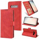 For Samsung Galaxy S10+ Fantasy Classic Skin-feel Calfskin Texture Magnetic Buckle Horizontal Flip PU Leather Case with Holder & Card Slot & Wallet(Red) - 1