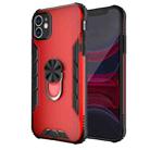 For iPhone 11 Magnetic Frosted PC + Matte TPU Shockproof Case with Ring Holder (China Red) - 1