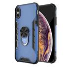 For iPhone X / XS Magnetic Frosted PC + Matte TPU Shockproof Case with Ring Holder(Classic Blue) - 1