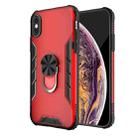 For iPhone X / XS Magnetic Frosted PC + Matte TPU Shockproof Case with Ring Holder(China Red) - 1