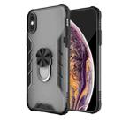 For iPhone XS Max Magnetic Frosted PC + Matte TPU Shockproof Case with Ring Holder(Phantom Black) - 1