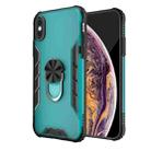 For iPhone XS Max Magnetic Frosted PC + Matte TPU Shockproof Case with Ring Holder(Glistening Green) - 1