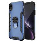 For iPhone XR Magnetic Frosted PC + Matte TPU Shockproof Case with Ring Holder(Classic Blue) - 1
