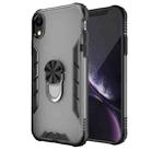 For iPhone XR Magnetic Frosted PC + Matte TPU Shockproof Case with Ring Holder(Phantom Black) - 1