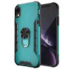 For iPhone XR Magnetic Frosted PC + Matte TPU Shockproof Case with Ring Holder(Glistening Green) - 1