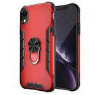 For iPhone XR Magnetic Frosted PC + Matte TPU Shockproof Case with Ring Holder(China Red) - 1