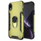 For iPhone XR Magnetic Frosted PC + Matte TPU Shockproof Case with Ring Holder(Olive Yellow) - 1