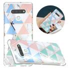 For LG Stylo 6 Flat Plating Splicing Gilding Protective Case(Blue White Green Pink) - 1