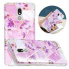 For LG Stylo 5 Flat Plating Splicing Gilding Protective Case(Purple Flowers) - 1