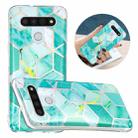 For LG K51 Flat Plating Splicing Gilding Protective Case(Green Glitter) - 1