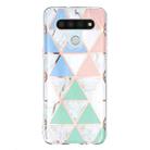 For LG K51 Flat Plating Splicing Gilding Protective Case(Blue White Green Pink) - 2
