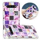 For LG K51 Flat Plating Splicing Gilding Protective Case(Square Color Matching) - 1