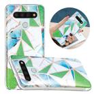 For LG K51 Flat Plating Splicing Gilding Protective Case(Green Triangle) - 1