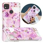 For Xiaomi Redmi 9C Flat Plating Splicing Gilding Protective Case(Purple Flowers) - 1