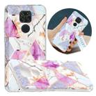 For Xiaomi Redmi Note 9 Flat Plating Splicing Gilding Protective Case(Purple White Marble) - 1