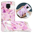 For Xiaomi Redmi Note 9 Pro Flat Plating Splicing Gilding Protective Case(Purple Flowers) - 1