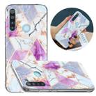 For Xiaomi Redmi Note 8 Flat Plating Splicing Gilding Protective Case(Purple White Marble) - 1