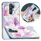 For Xiaomi Redmi Note 8 Pro Flat Plating Splicing Gilding Protective Case(Purple White Marble) - 1