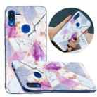 For Xiaomi Redmi Note 7 Flat Plating Splicing Gilding Protective Case(Purple White Marble) - 1