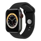 Woven Pattern Silicone Snap Watch Band For Apple Watch Series 7 45mm / 6 & SE & 5 & 4 44mm / 3 & 2 & 1 42mm(Black) - 1