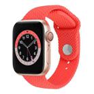 Woven Pattern Silicone Snap Watch Band For Apple Watch Series 7 45mm / 6 & SE & 5 & 4 44mm / 3 & 2 & 1 42mm(Bright Pink) - 1