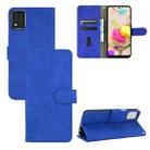 For LG K42 Solid Color Skin Feel Magnetic Buckle Horizontal Flip Calf Texture PU Leather Case with Holder & Card Slots & Wallet(Blue) - 1