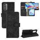 For LG Wing 5G Solid Color Skin Feel Magnetic Buckle Horizontal Flip Calf Texture PU Leather Case with Holder & Card Slots & Wallet(Black) - 1