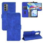 For LG Wing 5G Solid Color Skin Feel Magnetic Buckle Horizontal Flip Calf Texture PU Leather Case with Holder & Card Slots & Wallet(Blue) - 1